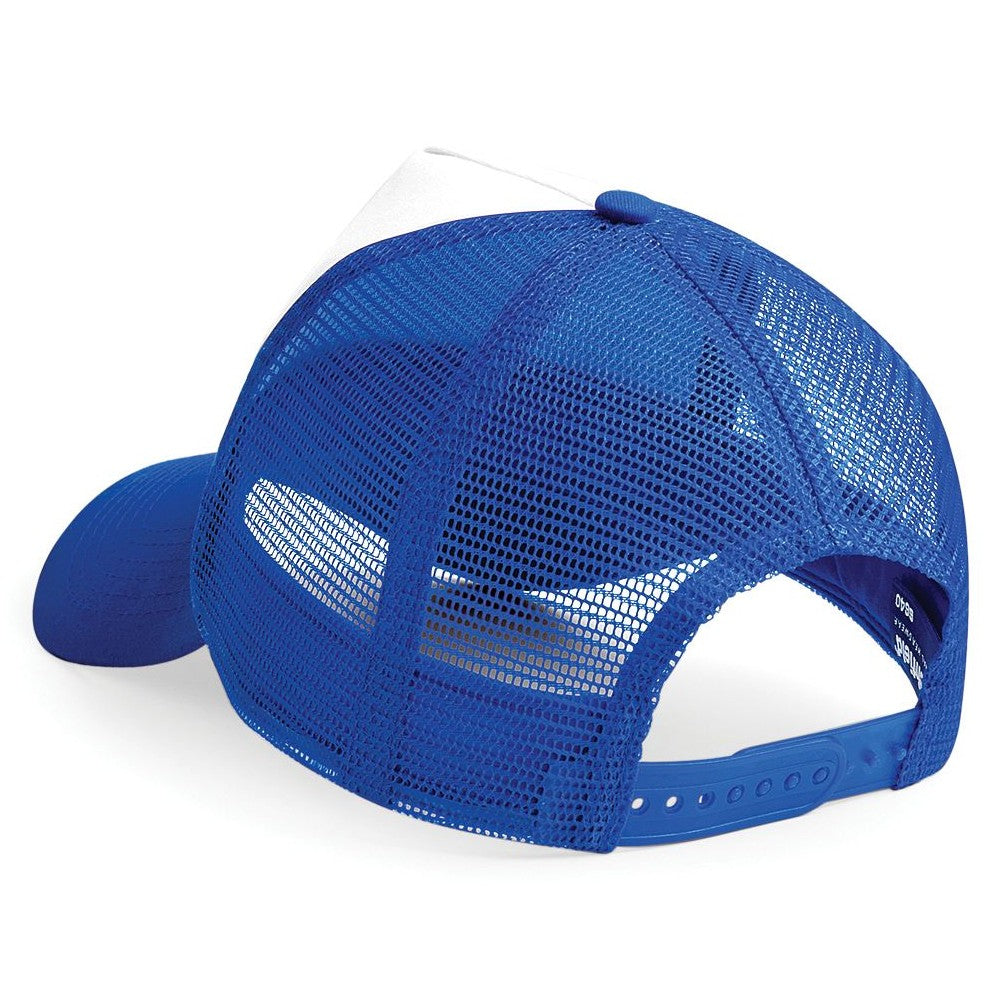 Bright Royal-White - Back - Beechfield Mens Half Mesh Trucker Cap - Headwear (Pack of 2)