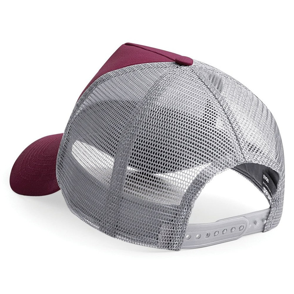 Burgundy- Light Grey - Back - Beechfield Mens Half Mesh Trucker Cap - Headwear (Pack of 2)
