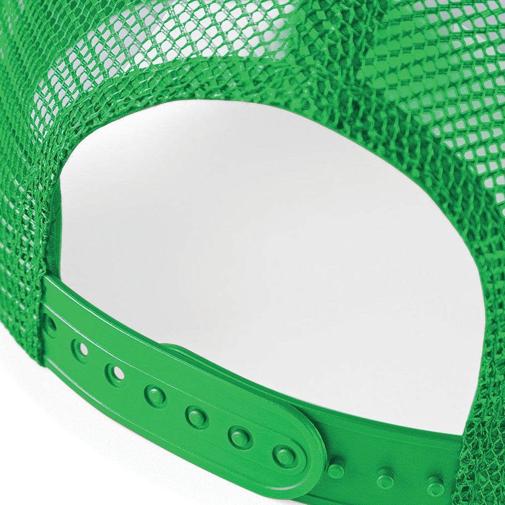 Pure Green-White - Side - Beechfield Mens Half Mesh Trucker Cap - Headwear (Pack of 2)