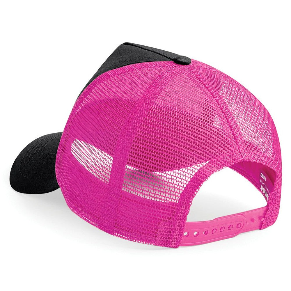 Black-Fuchsia - Back - Beechfield Mens Half Mesh Trucker Cap - Headwear (Pack of 2)
