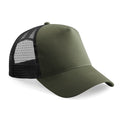 Olive Green-Black - Front - Beechfield Mens Half Mesh Trucker Cap - Headwear (Pack of 2)