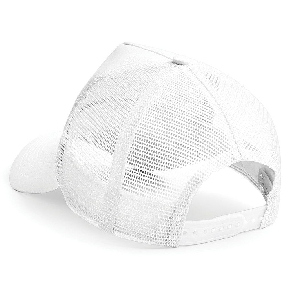 White-White - Back - Beechfield Mens Half Mesh Trucker Cap - Headwear (Pack of 2)