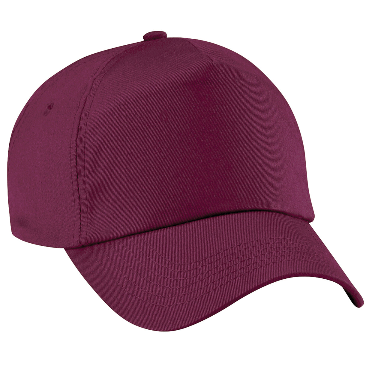 Burgundy - Front - Beechfield Unisex Plain Original 5 Panel Baseball Cap (Pack of 2)
