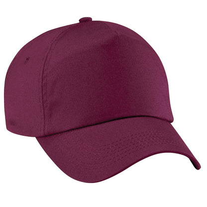 Burgundy - Front - Beechfield Unisex Plain Original 5 Panel Baseball Cap (Pack of 2)