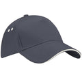 Graphite-Oyster Grey - Front - Beechfield Unisex Ultimate 5 Panel Contrast Baseball Cap With Sandwich Peak - Headwear (Pack of 2)