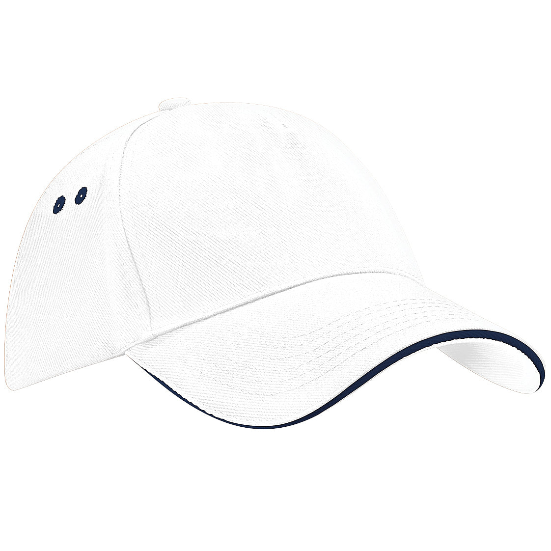 White-French Navy - Front - Beechfield Unisex Ultimate 5 Panel Contrast Baseball Cap With Sandwich Peak - Headwear (Pack of 2)