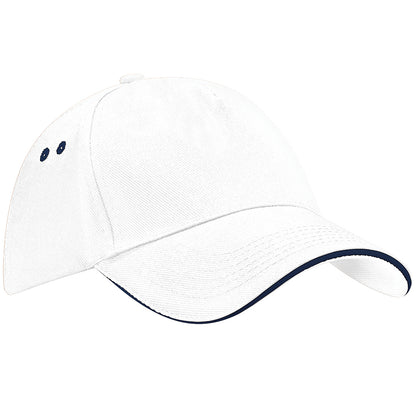 White-French Navy - Front - Beechfield Unisex Ultimate 5 Panel Contrast Baseball Cap With Sandwich Peak - Headwear (Pack of 2)