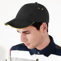 Black-Yellow - Back - Beechfield Unisex Ultimate 5 Panel Contrast Baseball Cap With Sandwich Peak - Headwear (Pack of 2)
