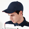 French Navy- Classic Red - Back - Beechfield Unisex Ultimate 5 Panel Contrast Baseball Cap With Sandwich Peak - Headwear (Pack of 2)