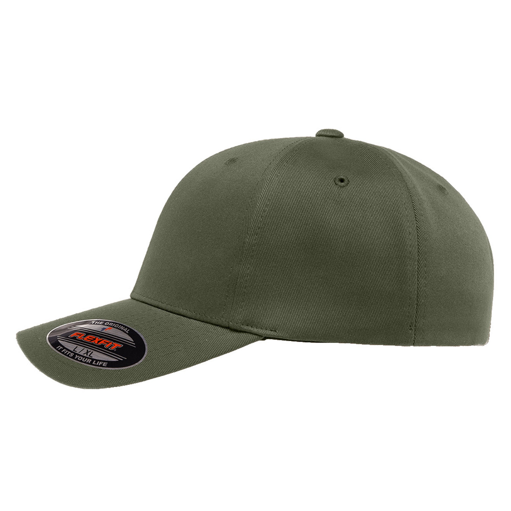 Olive - Back - Yupoong Mens Flexfit Fitted Baseball Cap (Pack of 2)