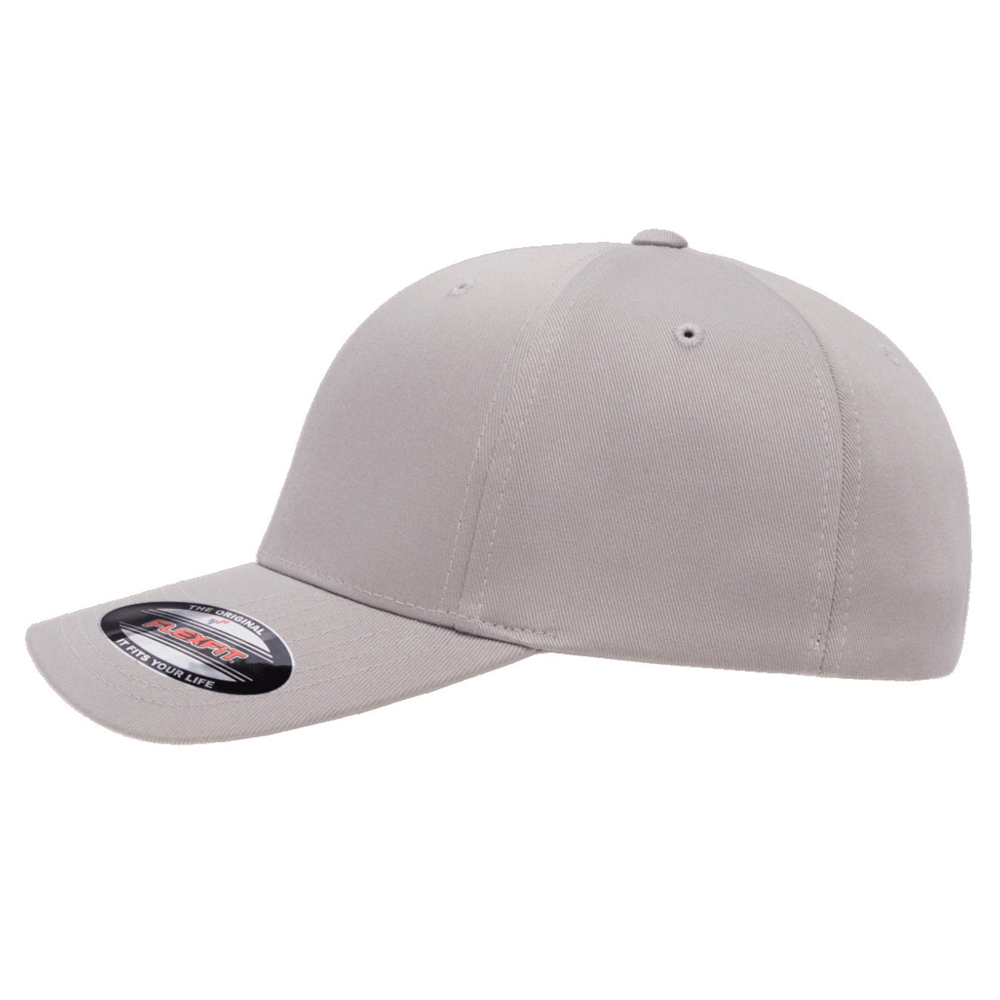 Silver - Back - Yupoong Mens Flexfit Fitted Baseball Cap (Pack of 2)
