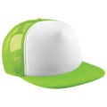 Lime Green-White - Front - Beechfield Vintage Plain Snap-Back Trucker Cap (Pack of 2)