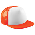 Orange-White - Front - Beechfield Vintage Plain Snap-Back Trucker Cap (Pack of 2)