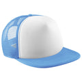 Sky Blue-White - Front - Beechfield Vintage Plain Snap-Back Trucker Cap (Pack of 2)