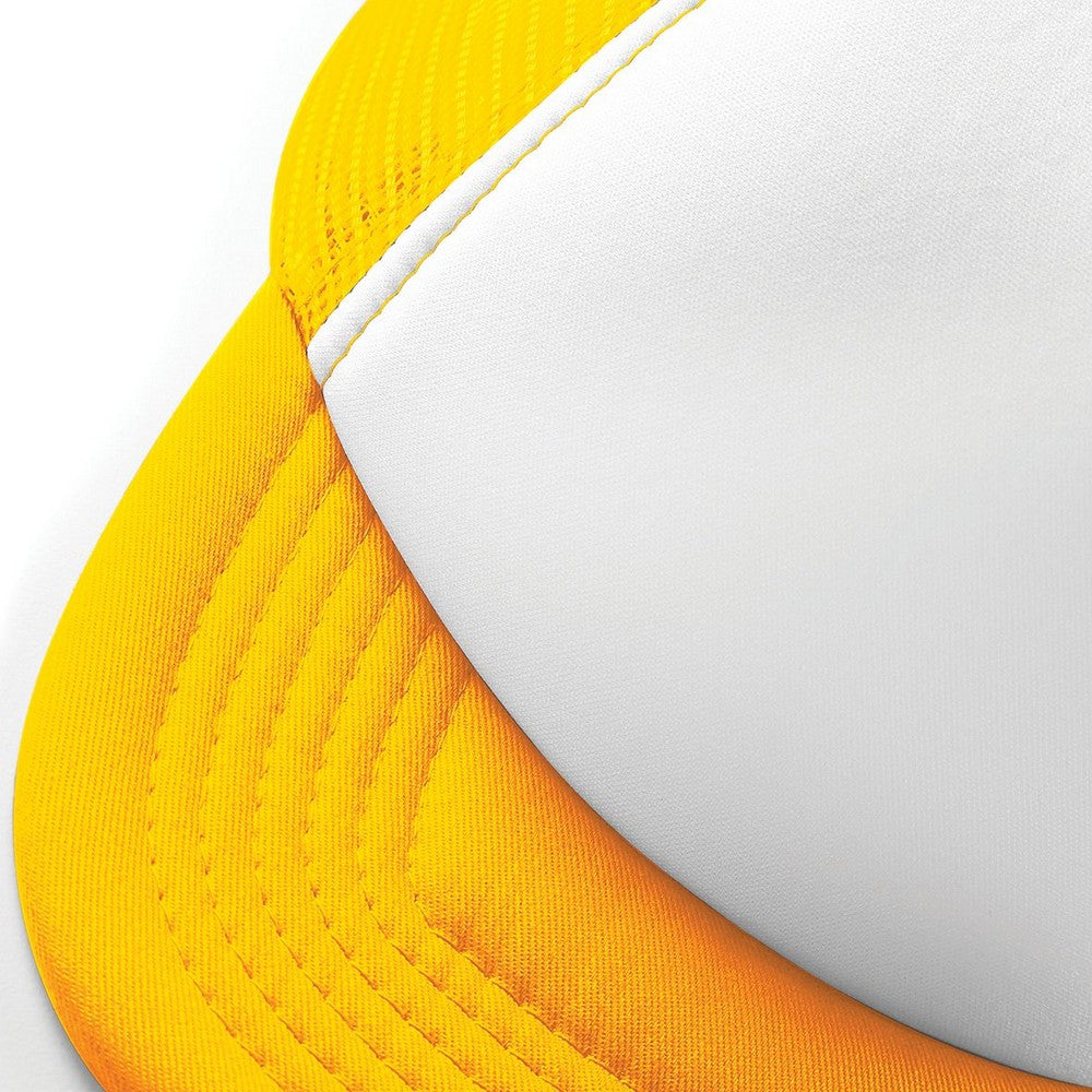 Sunflower-White - Side - Beechfield Vintage Plain Snap-Back Trucker Cap (Pack of 2)