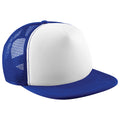 Bright Royal-White - Front - Beechfield Vintage Plain Snap-Back Trucker Cap (Pack of 2)