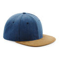 Denim Blue - Back - Beechfield Unisex Faux Suede Peak Snapback Cap (Pack of 2)