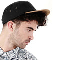 Black - Back - Beechfield Suede Peak 5 Panel Baseball Cap (Pack of 2)