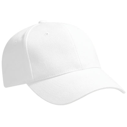 White - Front - Beechfield Unisex Pro-Style Heavy Brushed Cotton Baseball Cap - Headwear (Pack of 2)
