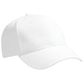White - Front - Beechfield Unisex Pro-Style Heavy Brushed Cotton Baseball Cap - Headwear (Pack of 2)