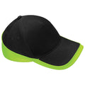 Black-Lime Green - Front - Beechfield Unisex Teamwear Competition Cap Baseball - Headwear (Pack of 2)