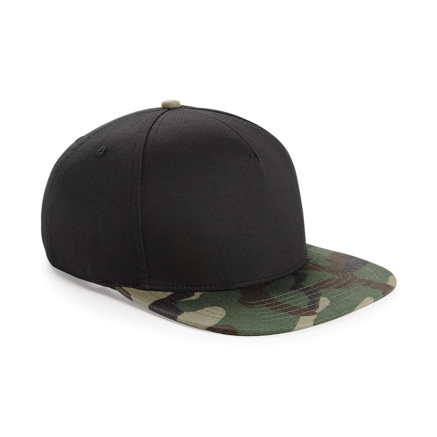 Black- Jungle Camo - Front - Beechfield Camouflage Retro Snapback Cap (Pack of 2)