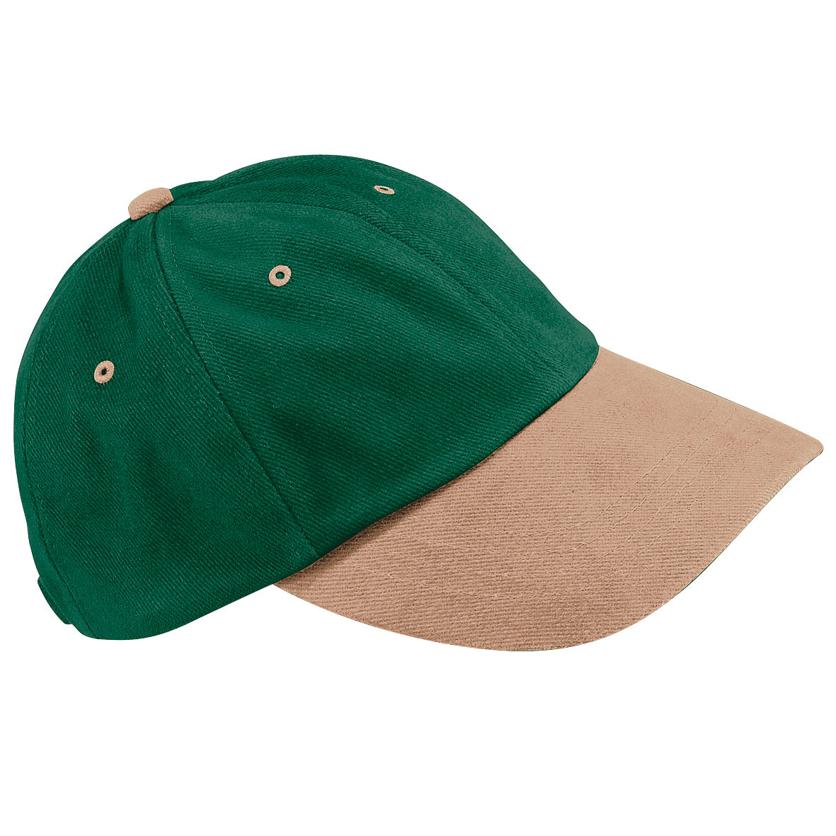 Forest-Taupe - Front - Beechfield Unisex Low Profile Heavy Brushed Cotton Baseball Cap (Pack of 2)