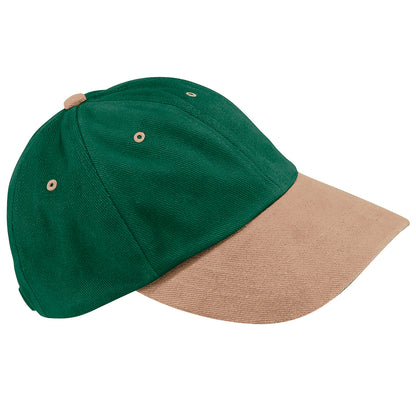 Forest-Taupe - Front - Beechfield Unisex Low Profile Heavy Brushed Cotton Baseball Cap (Pack of 2)