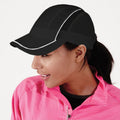 Black - Back - Beechfield Coolmax® Flow Mesh Baseball Cap - Headwear (Pack of 2)
