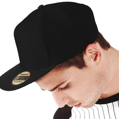 Black-Black - Back - Beechfield Unisex Original Flat Peak Snapback Cap (Pack of 2)