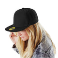 Black-Black - Side - Beechfield Unisex Original Flat Peak Snapback Cap (Pack of 2)