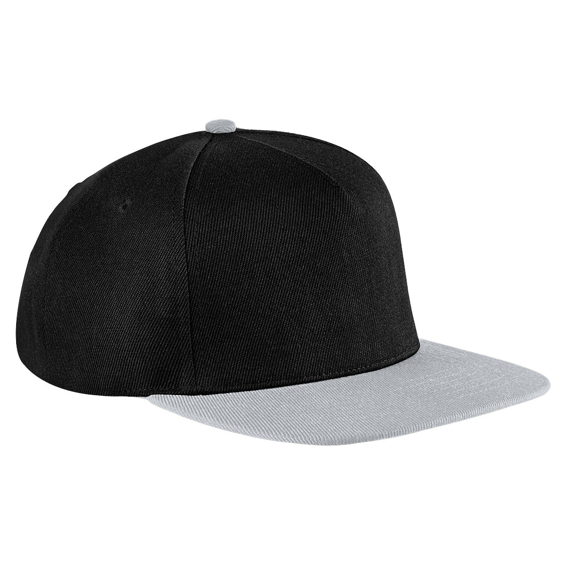 Black-Light Grey - Front - Beechfield Unisex Original Flat Peak Snapback Cap (Pack of 2)