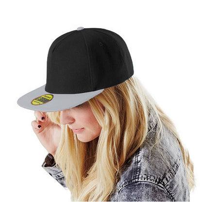 Black-Light Grey - Side - Beechfield Unisex Original Flat Peak Snapback Cap (Pack of 2)