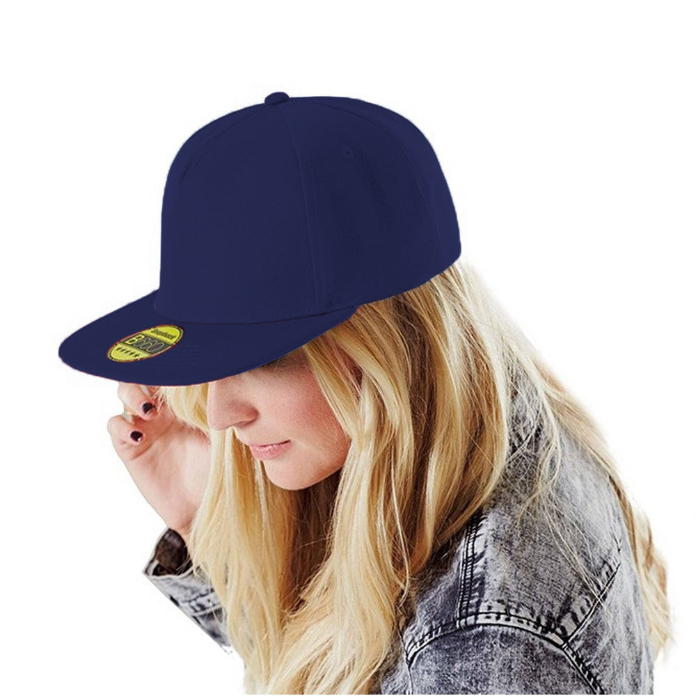 French Navy-French Navy - Back - Beechfield Unisex Original Flat Peak Snapback Cap (Pack of 2)