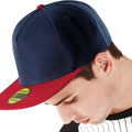 Navy-Classic Red - Back - Beechfield Unisex Original Flat Peak Snapback Cap (Pack of 2)