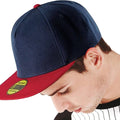 Navy-Classic Red - Front - Beechfield Unisex Original Flat Peak Snapback Cap (Pack of 2)