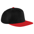 Black-Classic Red - Front - Beechfield Unisex Original Flat Peak Snapback Cap (Pack of 2)