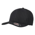 Black-White - Front - Yupoong Flexfit Unisex Pinstripe Baseball Cap (Pack of 2)