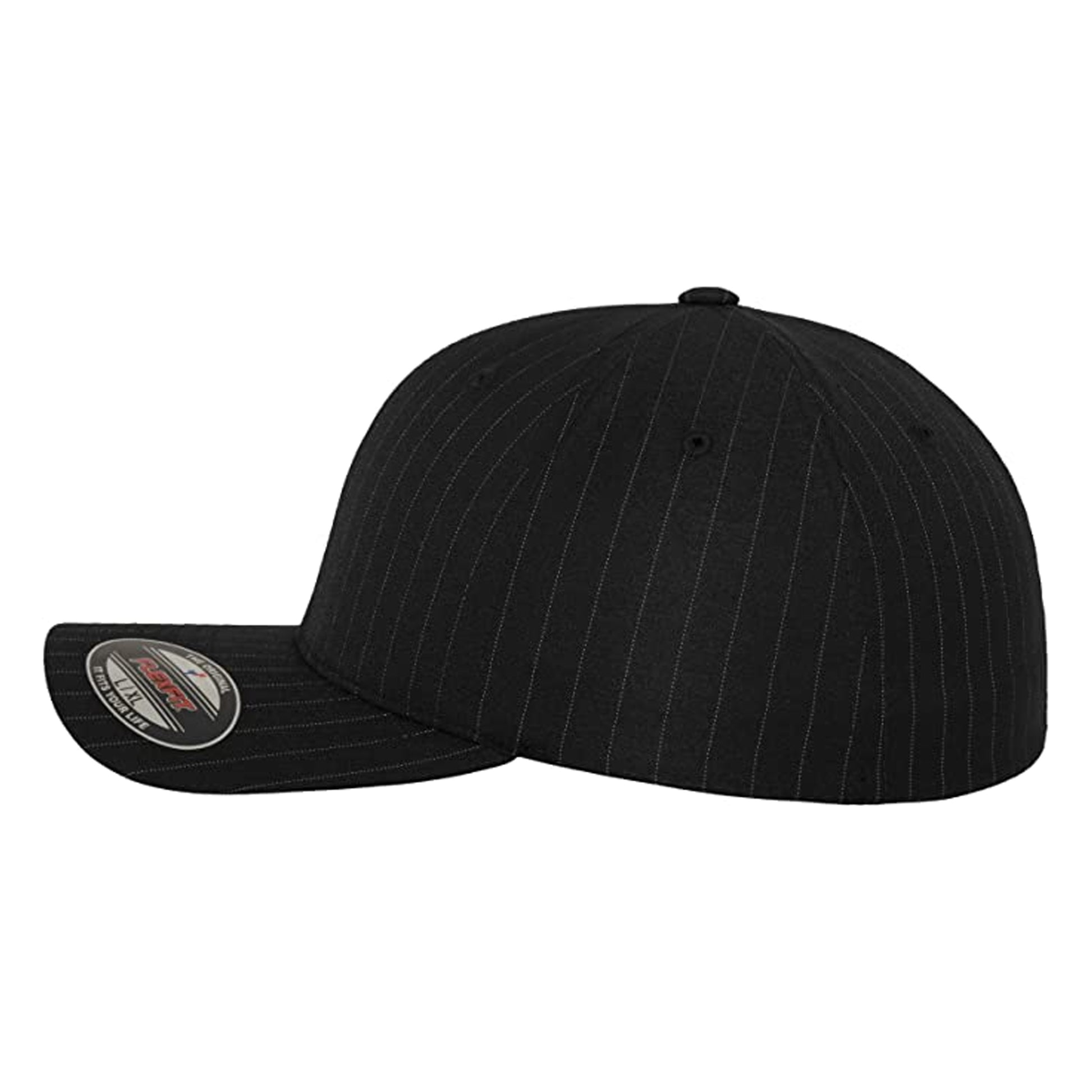 Black-White - Back - Yupoong Flexfit Unisex Pinstripe Baseball Cap (Pack of 2)