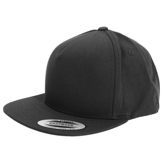 Black - Front - Yupoong Flexfit Unisex Plain Classic 5 Panel Snapback Cap (Pack of 2)