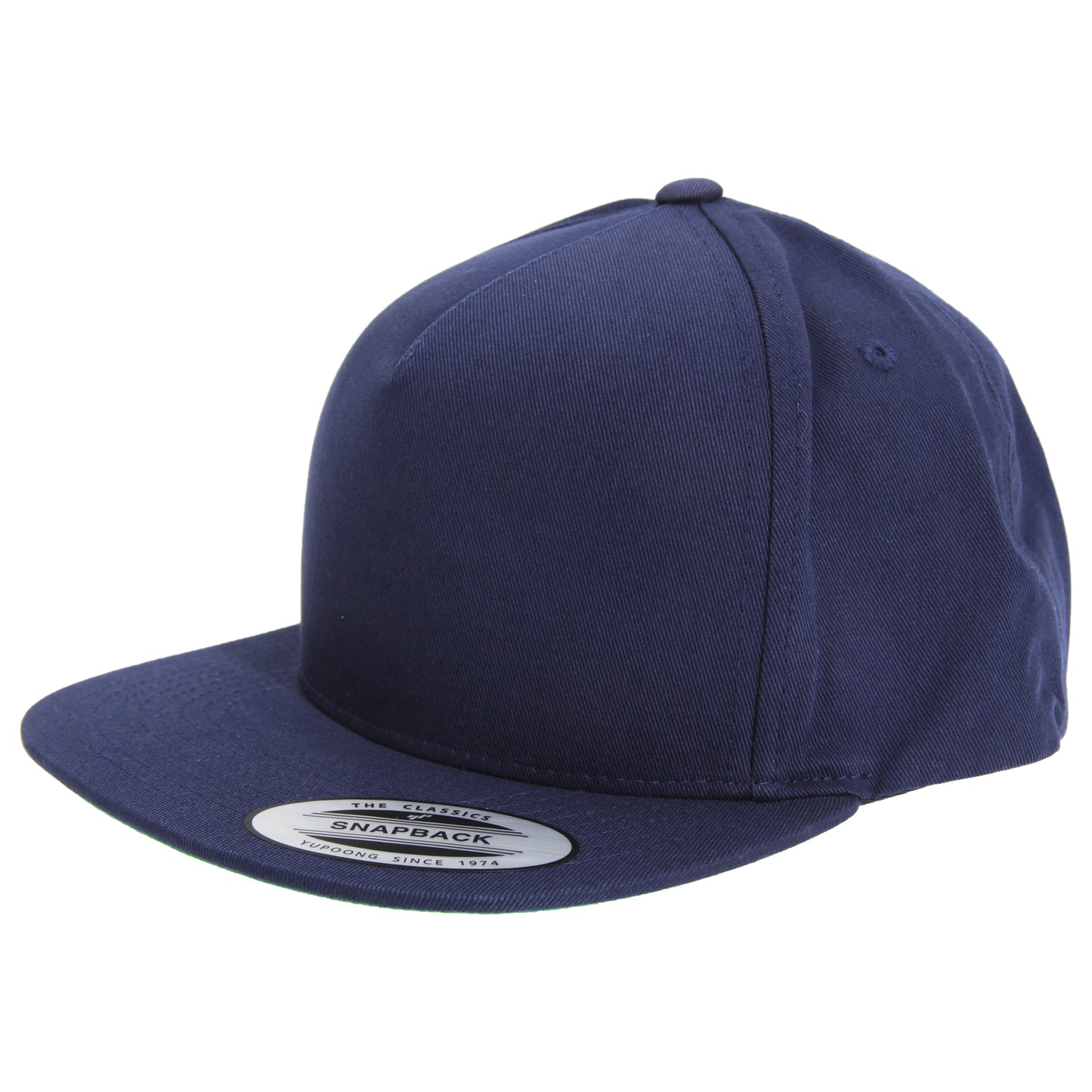 Navy - Front - Yupoong Flexfit Unisex Plain Classic 5 Panel Snapback Cap (Pack of 2)