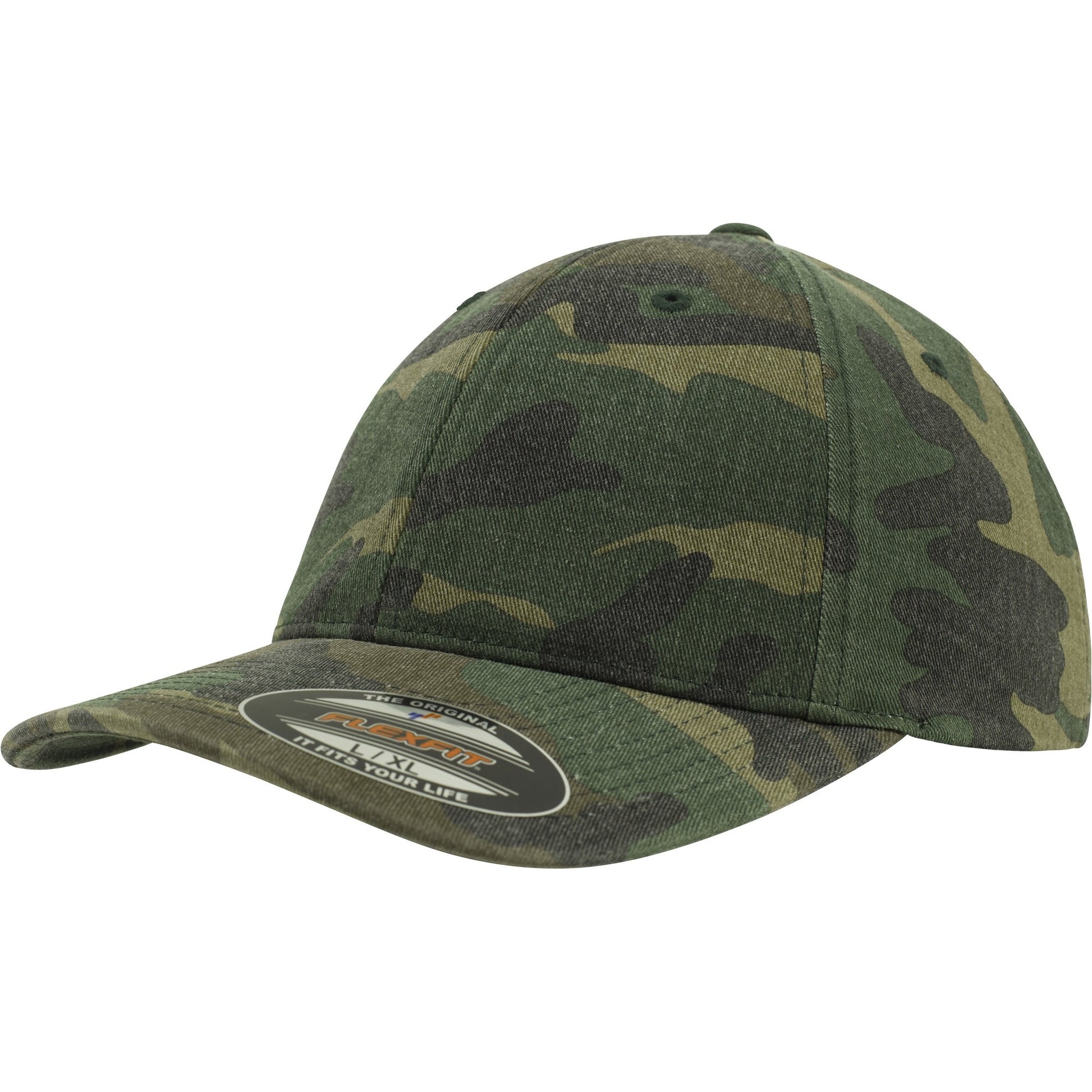 Green Camo - Back - Flexfit Garment Washed Camo Baseball Cap (Pack of 2)