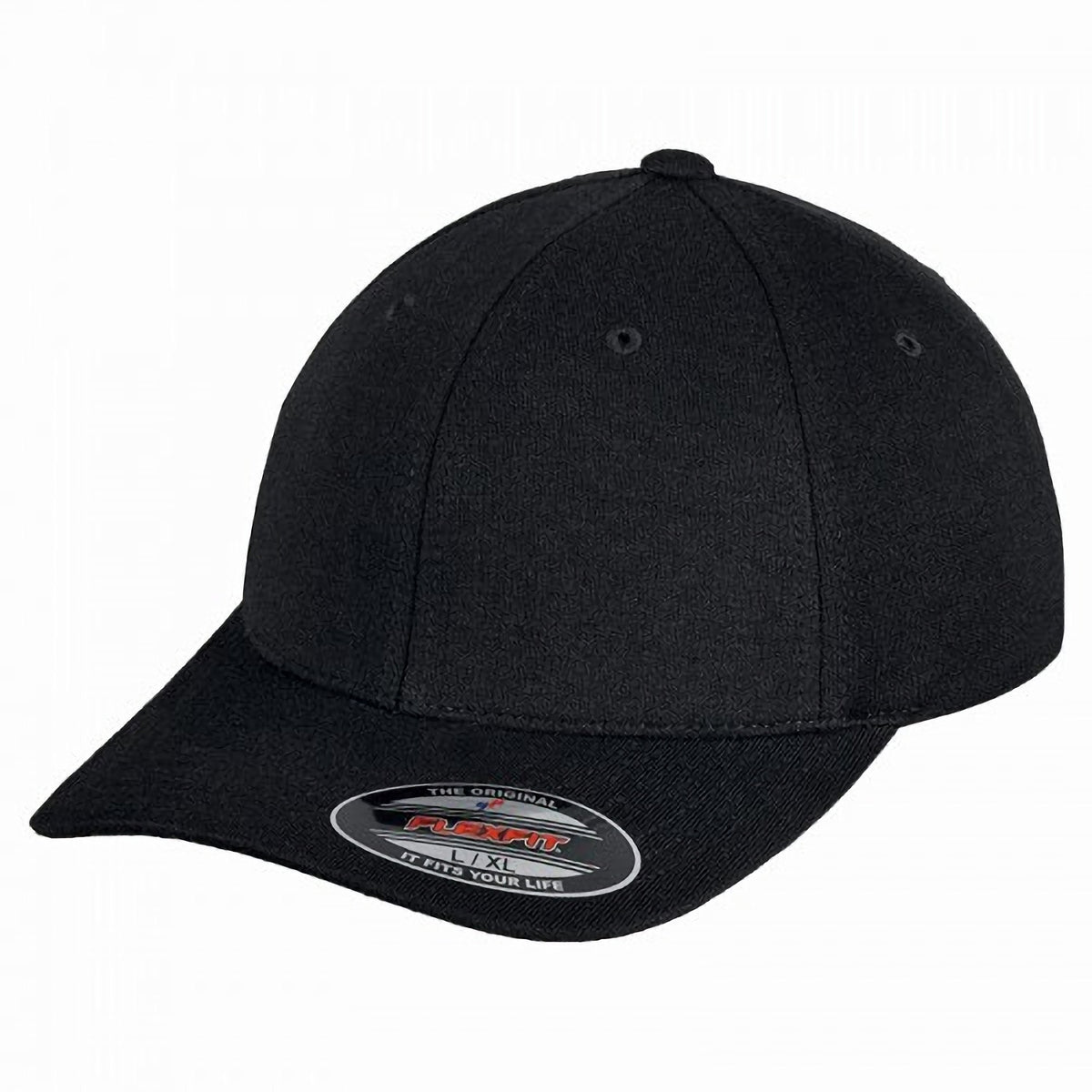 Black - Front - Yupoong Mens Flexfit Double Jersey Cap (Pack of 2)