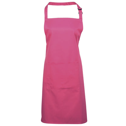 Hot Pink - Front - Premier Ladies-Womens Colours Bip Apron With Pocket - Workwear (Pack of 2)