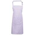 Lilac - Front - Premier Ladies-Womens Colours Bip Apron With Pocket - Workwear (Pack of 2)