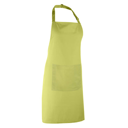 Lime - Back - Premier Ladies-Womens Colours Bip Apron With Pocket - Workwear (Pack of 2)