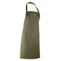 Olive - Back - Premier Ladies-Womens Colours Bip Apron With Pocket - Workwear (Pack of 2)