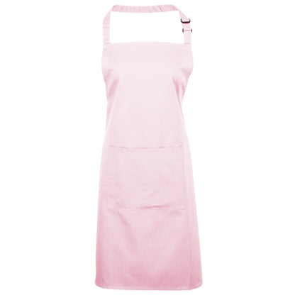 Pink - Front - Premier Ladies-Womens Colours Bip Apron With Pocket - Workwear (Pack of 2)