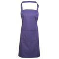 Purple - Front - Premier Ladies-Womens Colours Bip Apron With Pocket - Workwear (Pack of 2)