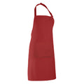 Red - Back - Premier Ladies-Womens Colours Bip Apron With Pocket - Workwear (Pack of 2)